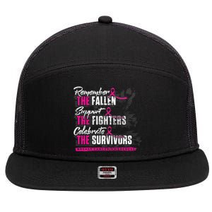 Remember The Fallen Support The Fighters Breast Cancer 7 Panel Mesh Trucker Snapback Hat