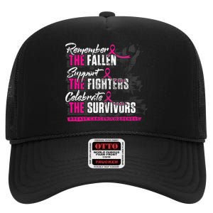 Remember The Fallen Support The Fighters Breast Cancer High Crown Mesh Back Trucker Hat