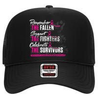 Remember The Fallen Support The Fighters Breast Cancer High Crown Mesh Back Trucker Hat