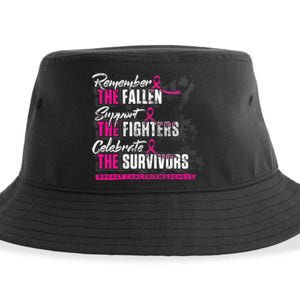 Remember The Fallen Support The Fighters Breast Cancer Sustainable Bucket Hat