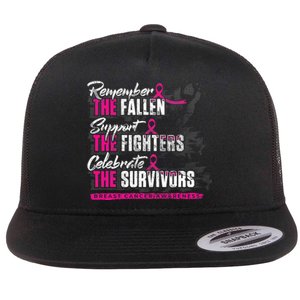 Remember The Fallen Support The Fighters Breast Cancer Flat Bill Trucker Hat