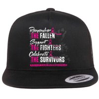 Remember The Fallen Support The Fighters Breast Cancer Flat Bill Trucker Hat