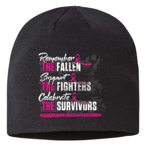 Remember The Fallen Support The Fighters Breast Cancer Sustainable Beanie