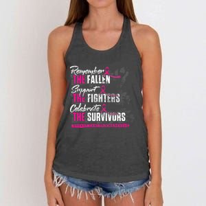 Remember The Fallen Support The Fighters Breast Cancer Women's Knotted Racerback Tank