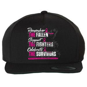 Remember The Fallen Support The Fighters Breast Cancer Wool Snapback Cap