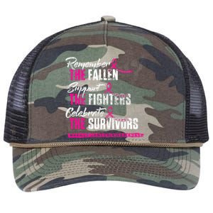 Remember The Fallen Support The Fighters Breast Cancer Retro Rope Trucker Hat Cap