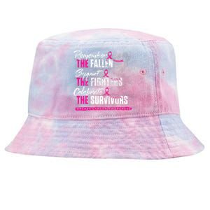 Remember The Fallen Support The Fighters Breast Cancer Tie-Dyed Bucket Hat