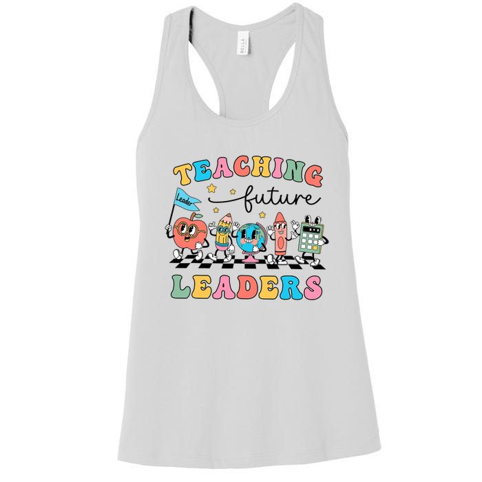 Retro Teaching Future Leaders Teacher Back To School Women's Racerback Tank