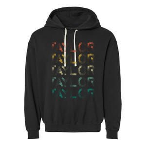 Retro T.AYLOR First Name Personalized Garment-Dyed Fleece Hoodie