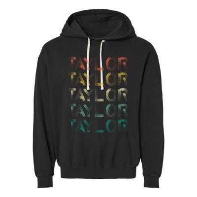 Retro T.AYLOR First Name Personalized Garment-Dyed Fleece Hoodie