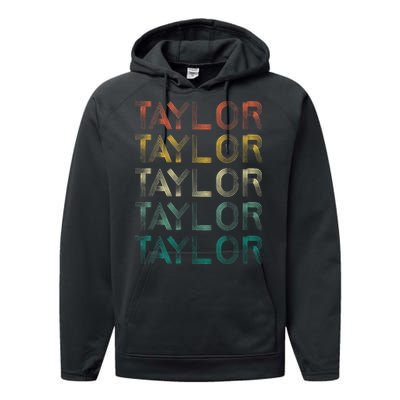 Retro T.AYLOR First Name Personalized Performance Fleece Hoodie