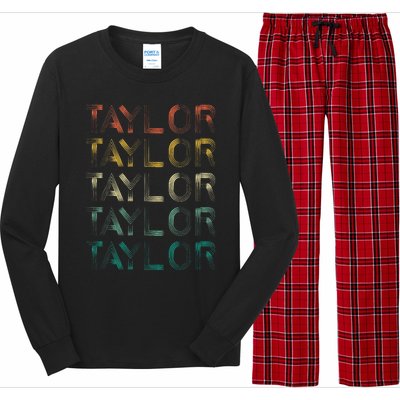 Retro T.AYLOR First Name Personalized Long Sleeve Pajama Set