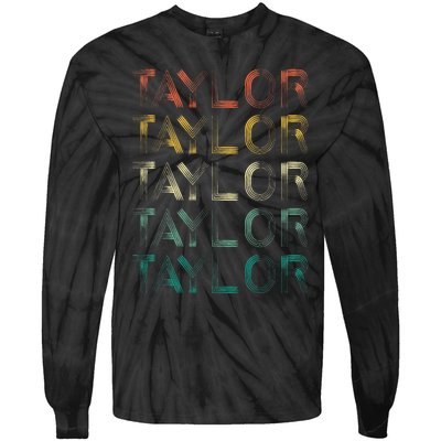 Retro T.AYLOR First Name Personalized Tie-Dye Long Sleeve Shirt