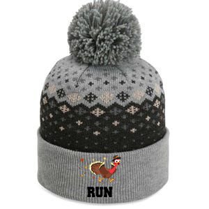 Run Turkey Funny Thanksgiving The Baniff Cuffed Pom Beanie