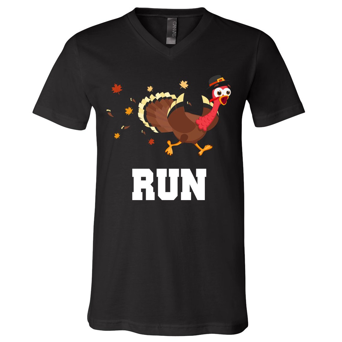 Run Turkey Funny Thanksgiving V-Neck T-Shirt