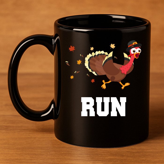 Run Turkey Funny Thanksgiving 11oz C Handle Ceramic Mug