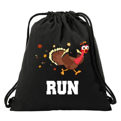 Run Turkey Funny Thanksgiving Drawstring Bag