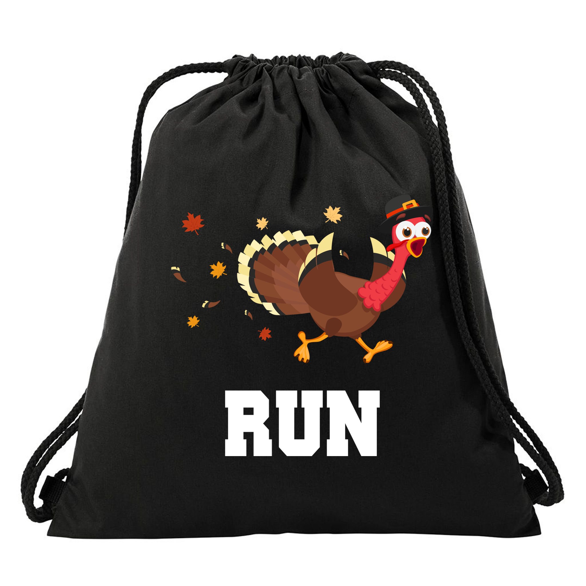 Run Turkey Funny Thanksgiving Drawstring Bag