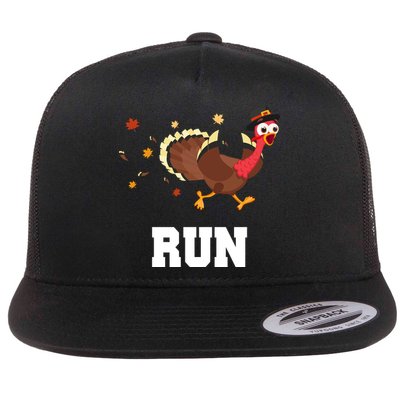 Run Turkey Funny Thanksgiving Flatbill Hat