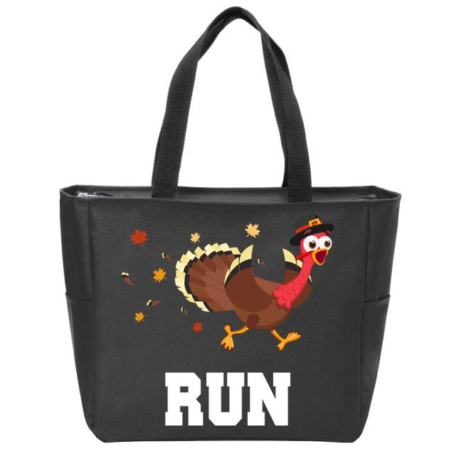 Run Turkey Funny Thanksgiving Zip Tote Bag