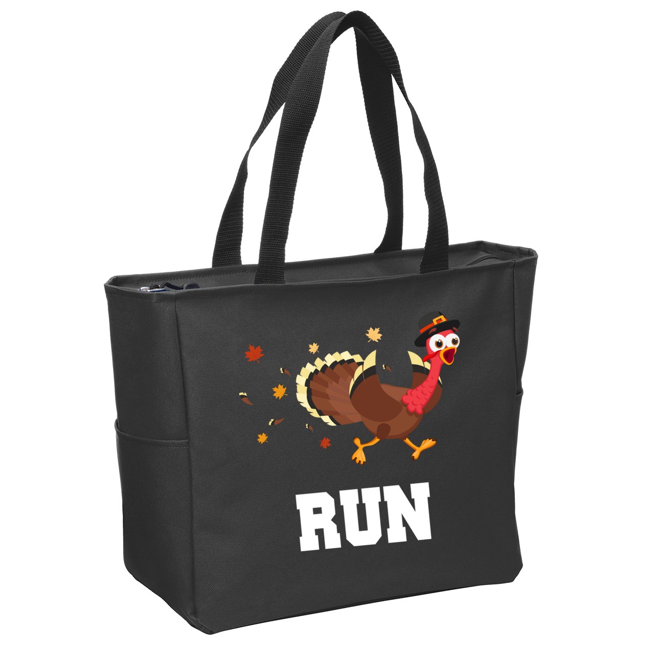 Run Turkey Funny Thanksgiving Zip Tote Bag