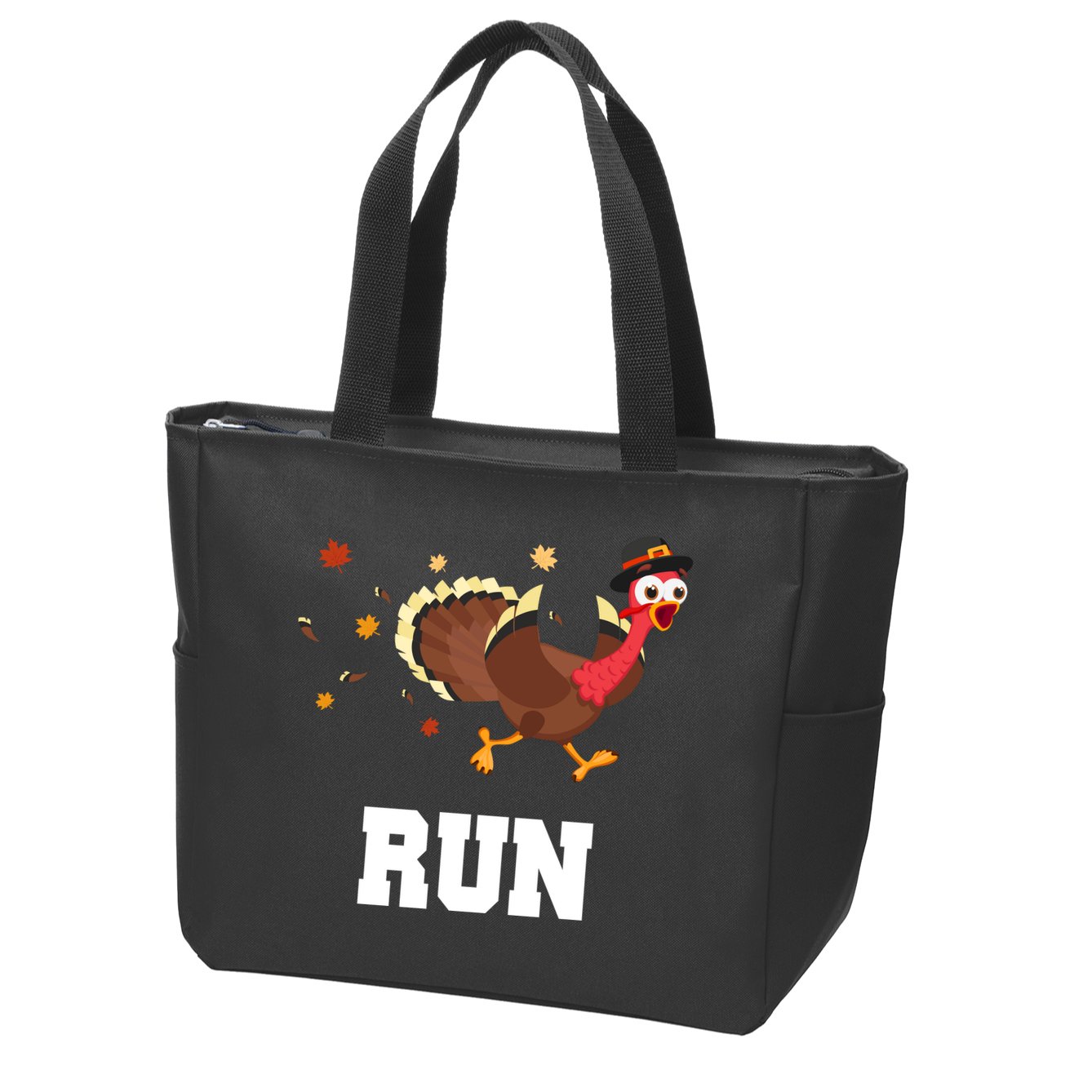 Run Turkey Funny Thanksgiving Zip Tote Bag