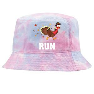 Run Turkey Funny Thanksgiving Tie-Dyed Bucket Hat