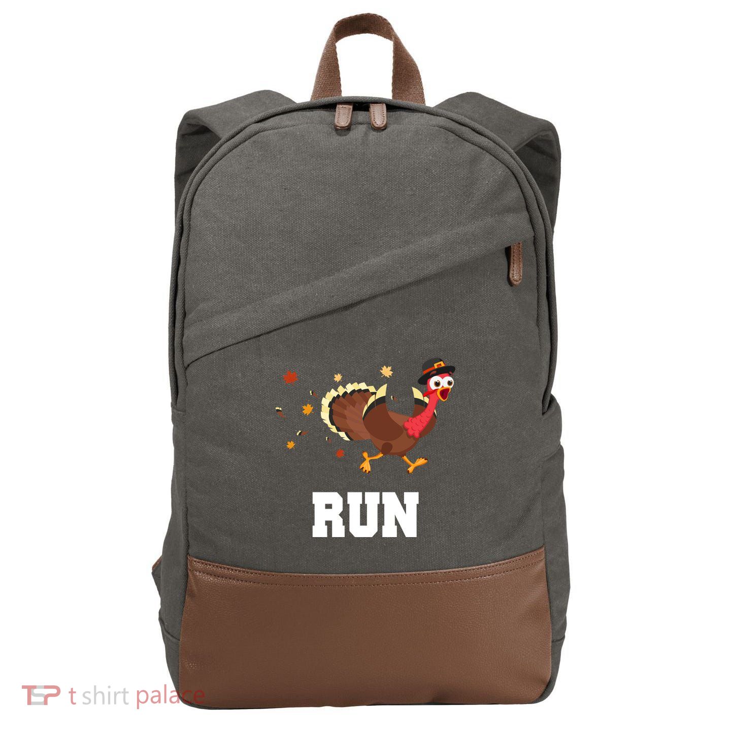 Run Turkey Funny Thanksgiving Cotton Canvas Backpack