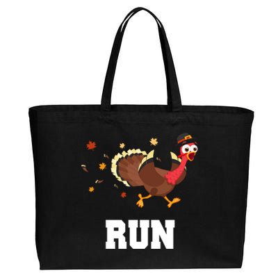 Run Turkey Funny Thanksgiving Cotton Canvas Jumbo Tote