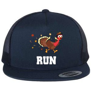 Run Turkey Funny Thanksgiving Flat Bill Trucker Hat