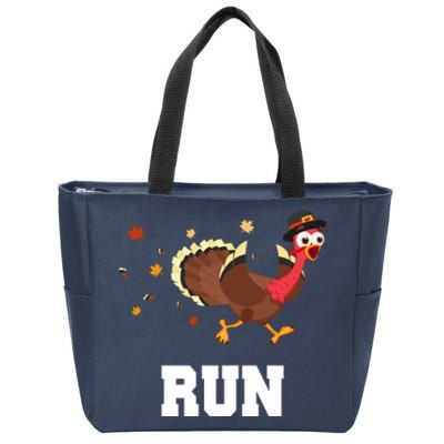 Run Turkey Funny Thanksgiving Zip Tote Bag