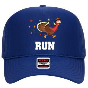 Run Turkey Funny Thanksgiving High Crown Mesh Back Trucker Hat