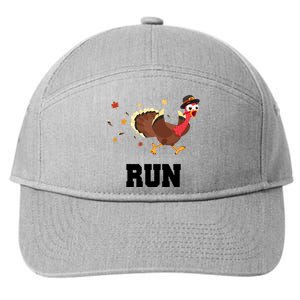 Run Turkey Funny Thanksgiving 7-Panel Snapback Hat