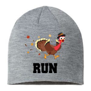 Run Turkey Funny Thanksgiving Sustainable Beanie