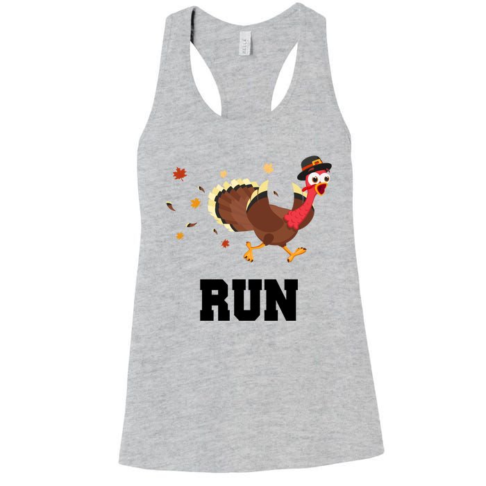 Run Turkey Funny Thanksgiving Women's Racerback Tank