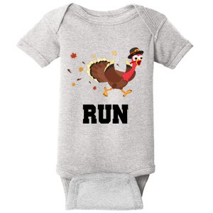 Run Turkey Funny Thanksgiving Baby Bodysuit