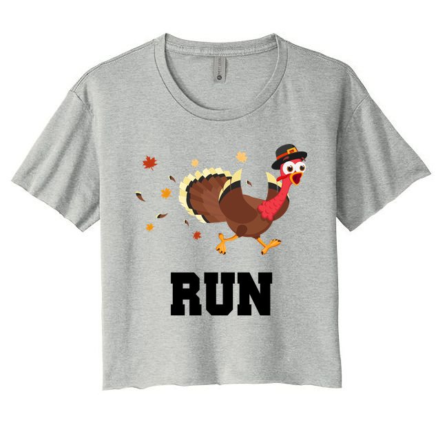 Run Turkey Funny Thanksgiving Crop Top