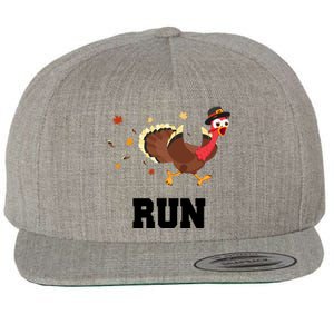 Run Turkey Funny Thanksgiving Wool Snapback Cap