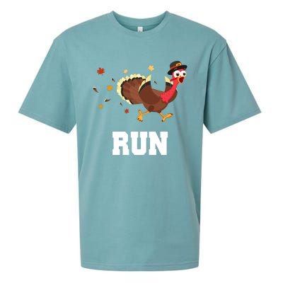 Run Turkey Funny Thanksgiving Sueded Cloud Jersey T-Shirt