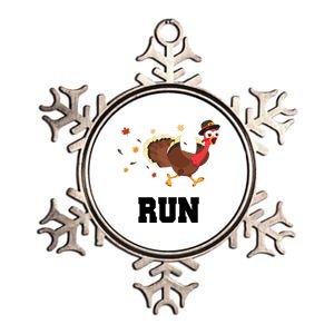 Run Turkey Funny Thanksgiving Metallic Star Ornament