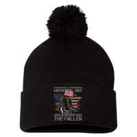 Remember The Fallen Veteran Military Vintage Pom Pom 12in Knit Beanie