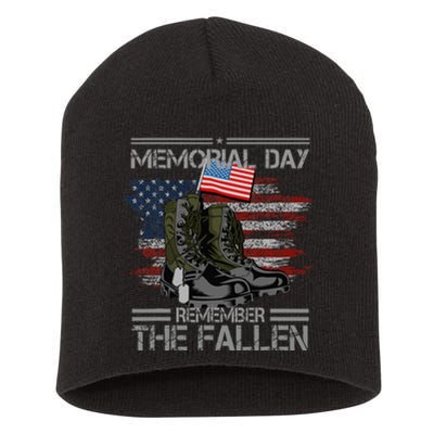 Remember The Fallen Veteran Military Vintage Short Acrylic Beanie