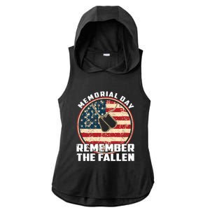 Remember The Fallen Veteran Military Happy Memorial Day Gift Ladies PosiCharge Tri-Blend Wicking Draft Hoodie Tank