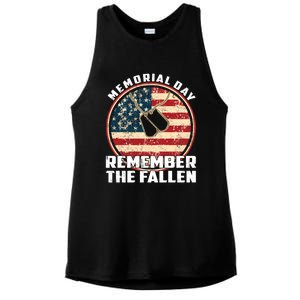 Remember The Fallen Veteran Military Happy Memorial Day Gift Ladies PosiCharge Tri-Blend Wicking Tank