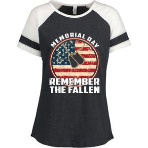 Remember The Fallen Veteran Military Happy Memorial Day Gift Enza Ladies Jersey Colorblock Tee