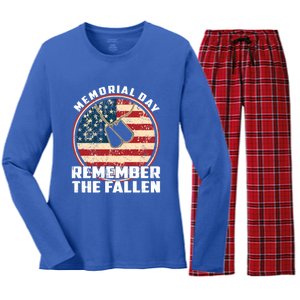 Remember The Fallen Veteran Military Happy Memorial Day Gift Women's Long Sleeve Flannel Pajama Set 