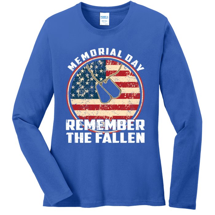 Remember The Fallen Veteran Military Happy Memorial Day Gift Ladies Long Sleeve Shirt