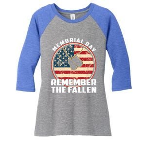 Remember The Fallen Veteran Military Happy Memorial Day Gift Women's Tri-Blend 3/4-Sleeve Raglan Shirt