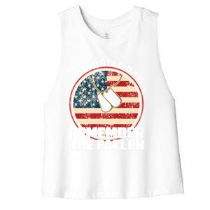 Remember The Fallen Veteran Military Happy Memorial Day Gift Women's Racerback Cropped Tank