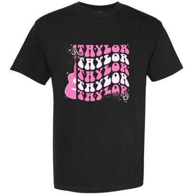 Retro T.AYLOR First Name Personalized Groovy Birthday Garment-Dyed Heavyweight T-Shirt